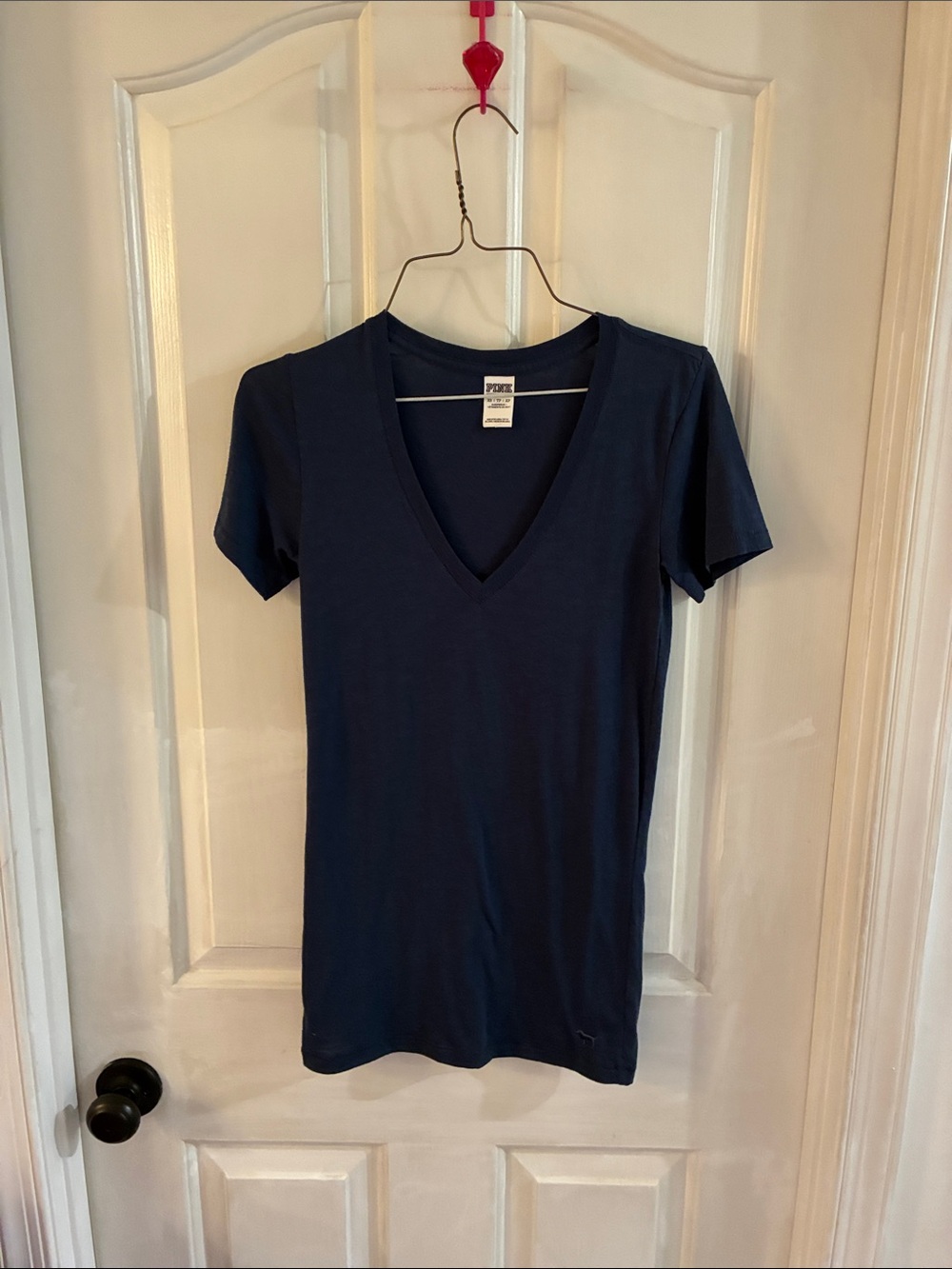 PINK Victoria's Secret Navy Short Sleeve V-Neck Tee